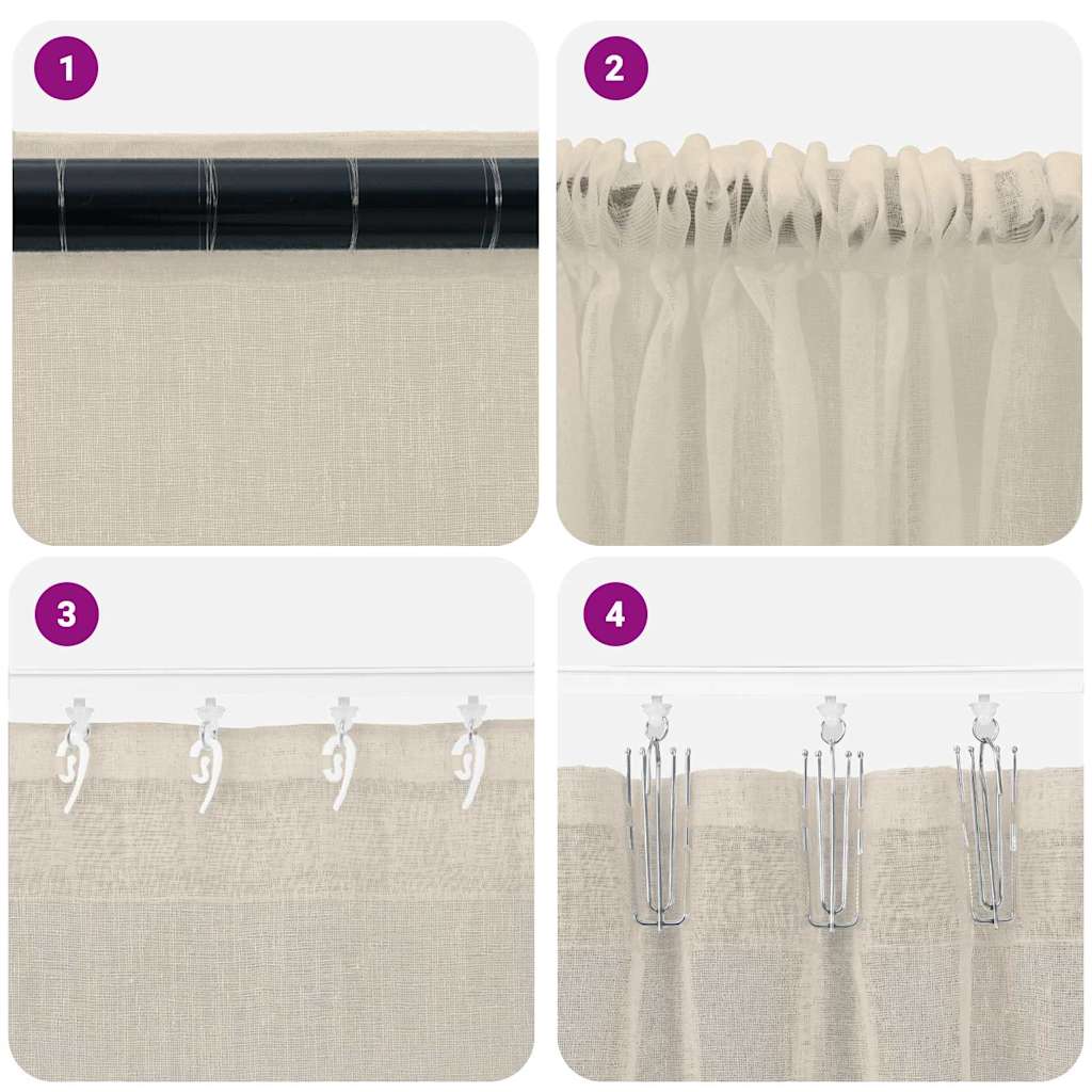 Voile Curtain with Curtains 2 pcs Sand 140x245cm Polyester